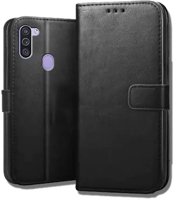 Black_Leather_Samsung_Galaxy_M11_Flip_Cover