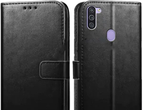 Black_Leather_Samsung_Galaxy_M11_Flip_Cover