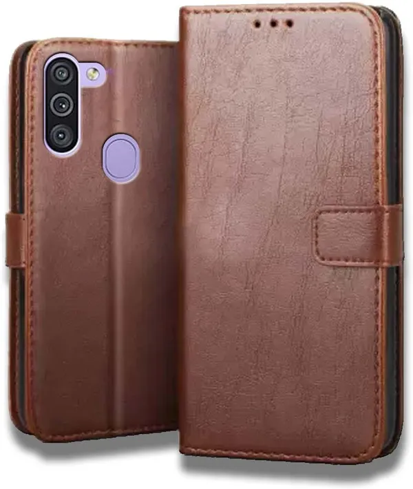 Brown_Leather_Samsung_Galaxy_M11_Flip_Cover