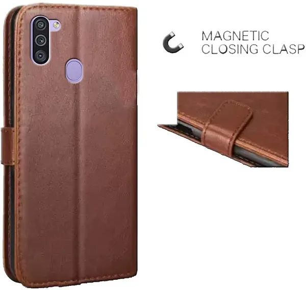 Brown_Leather_Samsung_Galaxy_M11_Flip_Cover