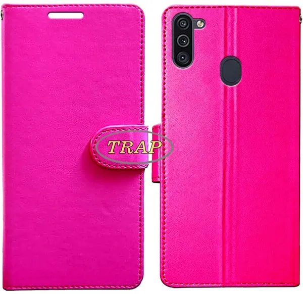 Pink_Artificial_Leather_Samsung_Galaxy_M11_Back_Cover