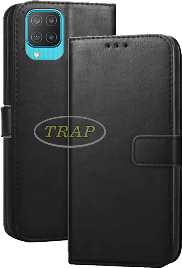 Black_Artificial_Leather_Samsung_Galaxy_M12_Flip_Cover