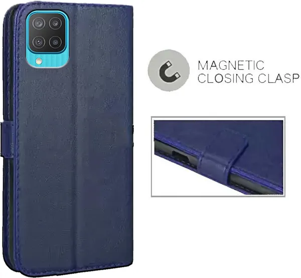 Blue_Artificial_Leather_Samsung_Galaxy_M12_Flip_Cover