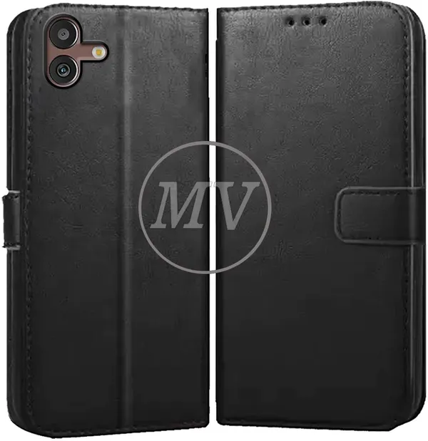 Black_Artificial_Leather_Samsung_M13_5G_Back_Cover