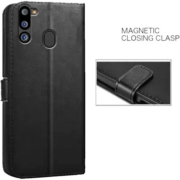 Black_Artificial_Leather_Samsung_Galaxy_M21_2021_Back_Cover