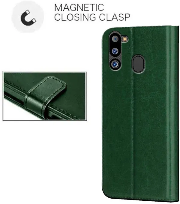 Green_Artificial_Leather_Samsung_Galaxy_M21_2021_Back_Cover