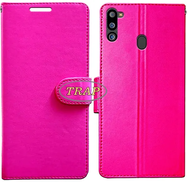 Pink_Artificial_Leather_Samsung_Galaxy_M21_2021_Back_Cover