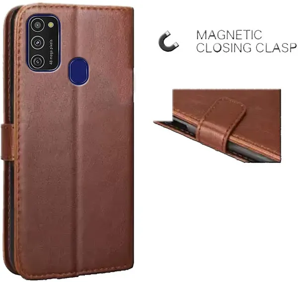 Brown_Leather_Samsung_Galaxy_M21_Flip_Cover