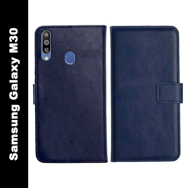 Blue_Leather_Samsung_Galaxy_M30_Flip_Cover