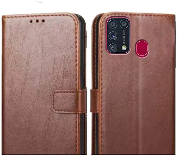 Brown_Leather_Samsung_Galaxy_M31_Flip_Cover