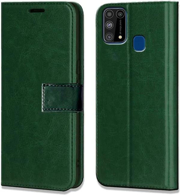 Green_Leather_Samsung_Galaxy_M31_Flip_Cover