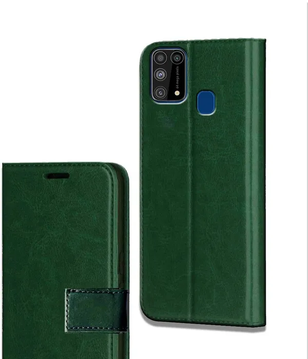 Green_Leather_Samsung_Galaxy_M31_Flip_Cover