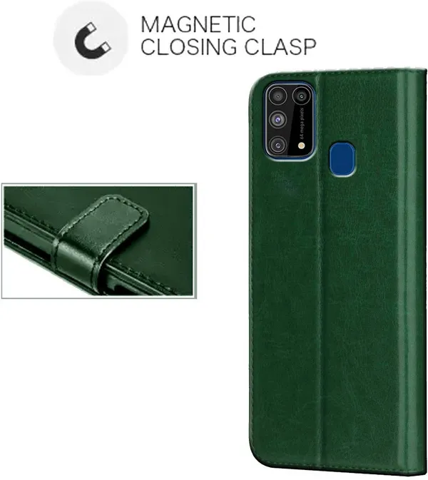 Green_Leather_Samsung_Galaxy_M31_Flip_Cover