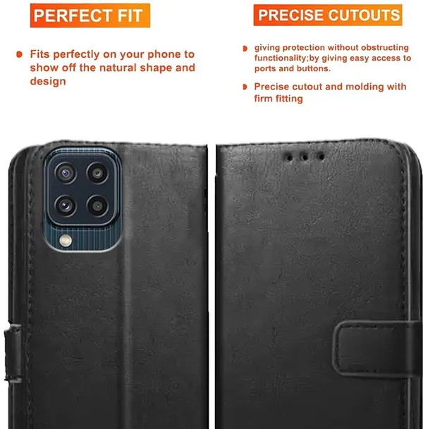 Black_Artificial_Leather_Samsung_Galaxy_M32_Flip_Cover