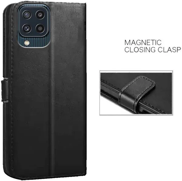 Black_Artificial_Leather_Samsung_Galaxy_M32_Flip_Cover