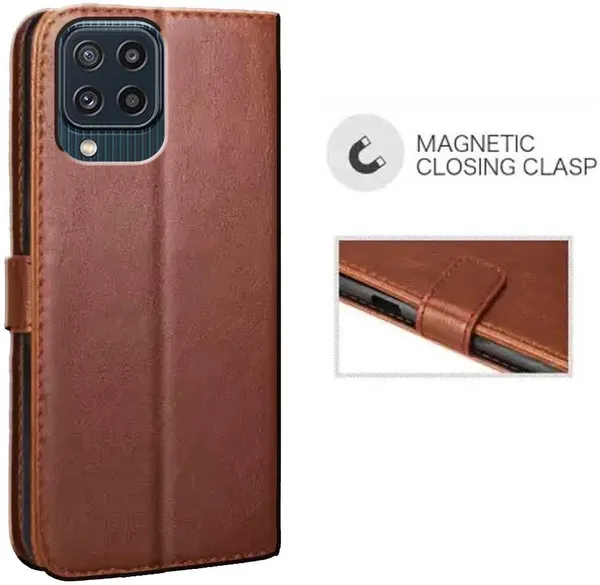 Brown_Artificial_Leather_Samsung_Galaxy_M32_Flip_Cover