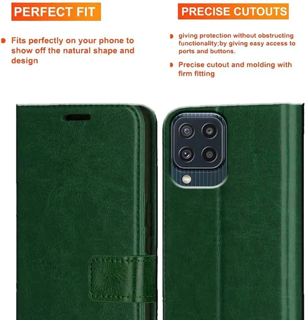 Green_Artificial_Leather_Samsung_Galaxy_M32_Flip_Cover