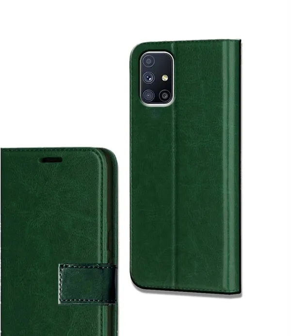 Green_Leather_Samsung_Galaxy_M51_Flip_Cover