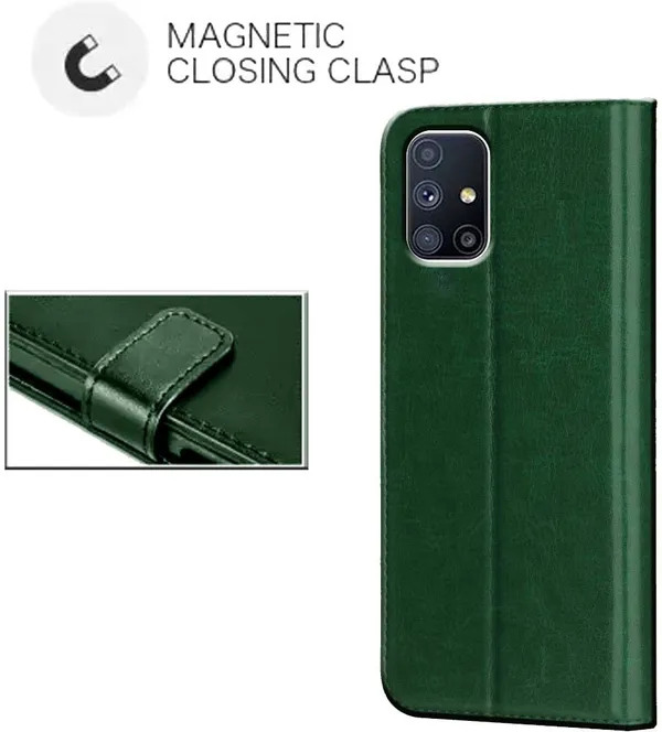 Green_Leather_Samsung_Galaxy_M51_Flip_Cover