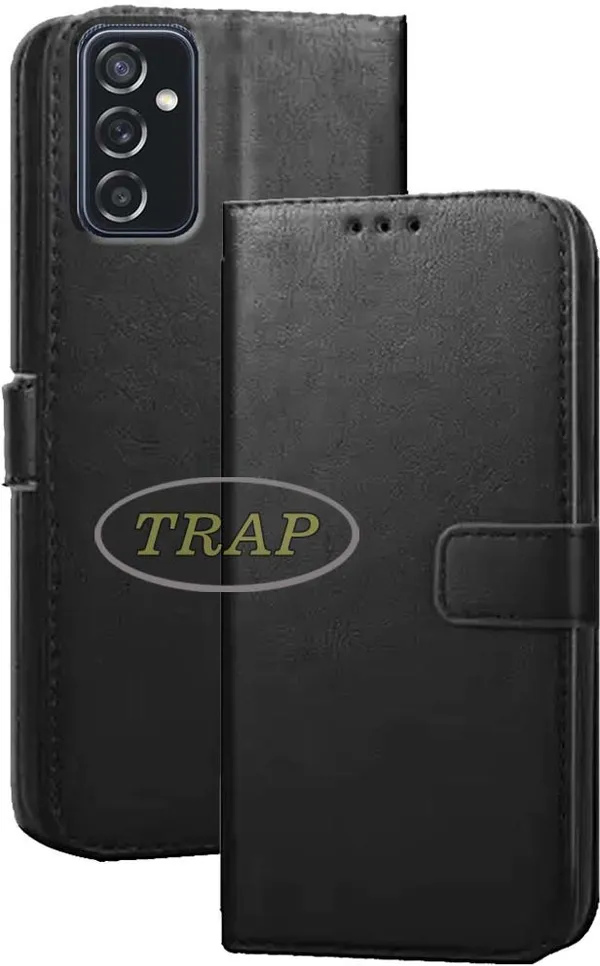Black_Artificial_Leather_Samsung_Galaxy_M52_5G_Back_Cover
