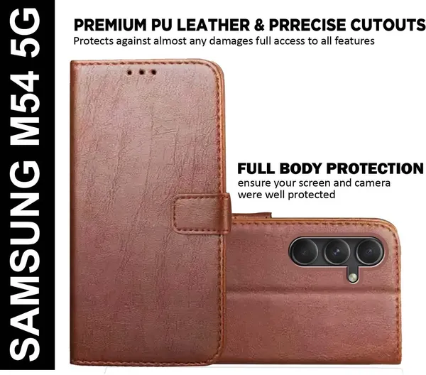 Brown_Artificial_Leather_Samsung_M54_5G_Flip_Cover