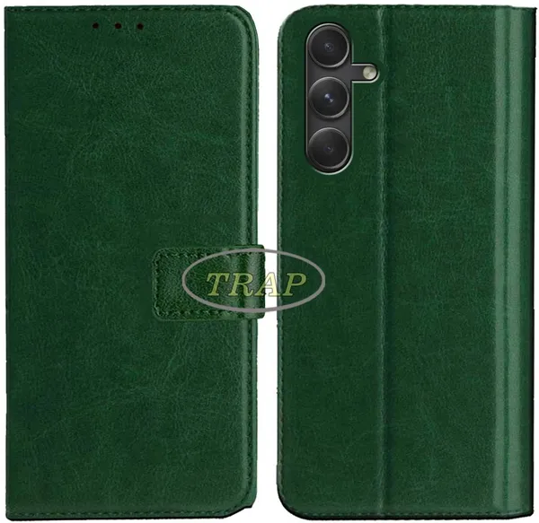 Green_Artificial_Leather_Samsung_M54_5G_Flip_Cover