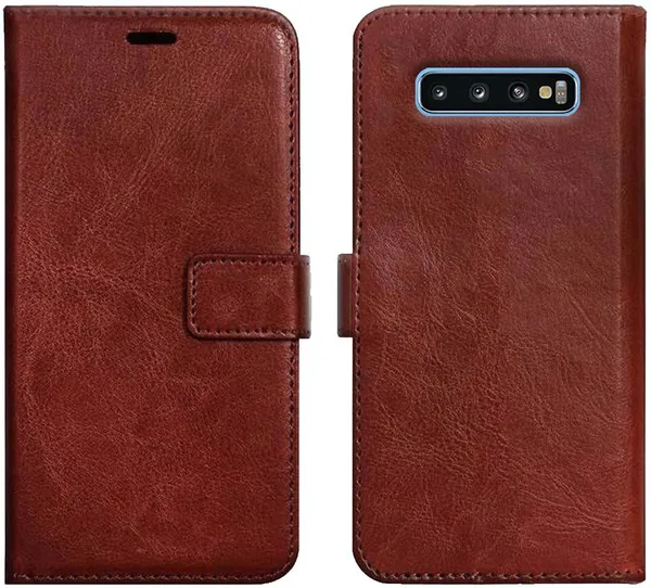 Brown_Artificial_Leather_Samsung_Galaxy_S10_Plus_Wallet_Case_Cover