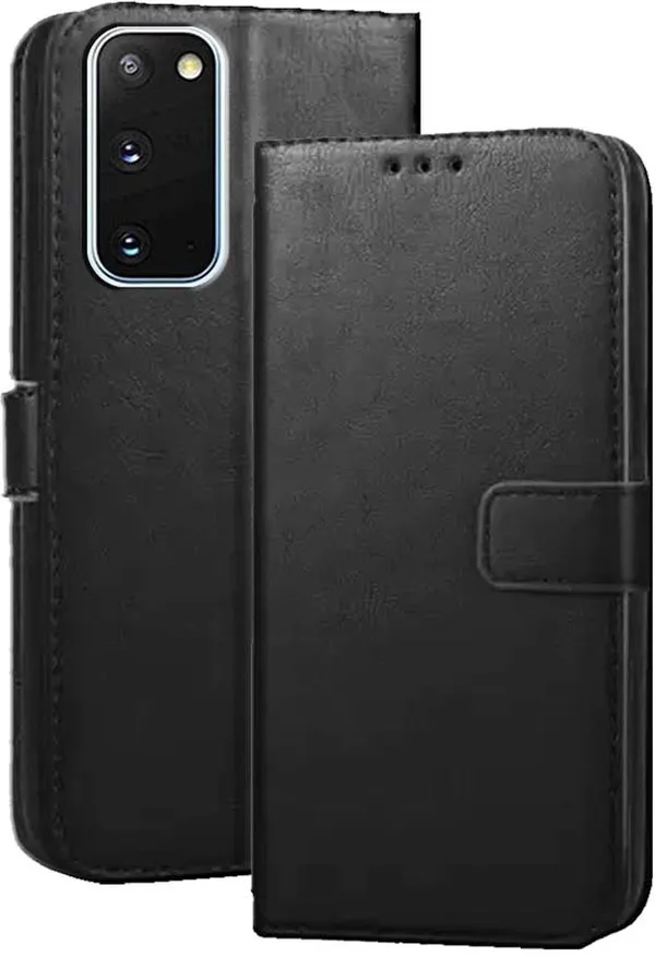 Black_Artificial_Leather_Samsung_Galaxy_S20_Flip_Cover