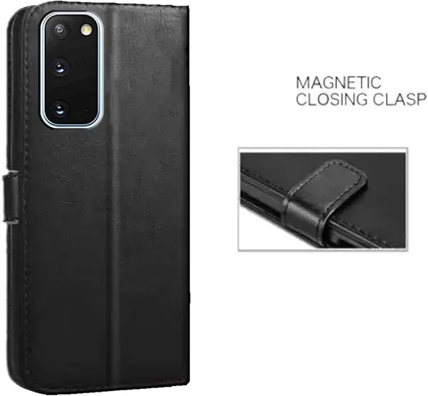Black_Artificial_Leather_Samsung_Galaxy_S20_Flip_Cover