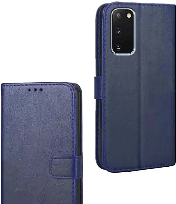 Blue_Artificial_Leather_Samsung_Galaxy_S20_Flip_Cover