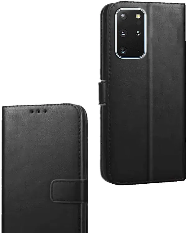Black_Artificial_Leather_Samsung_Galaxy_S20_Plus_Flip_Cover