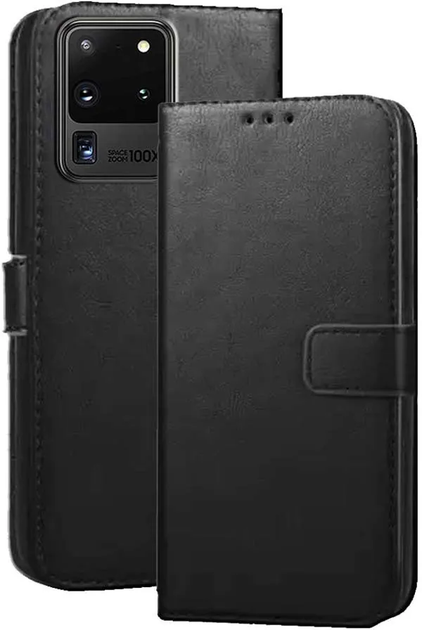 Black_Artificial_Leather_Samsung_Galaxy_S20_Ultra_Flip_Cover