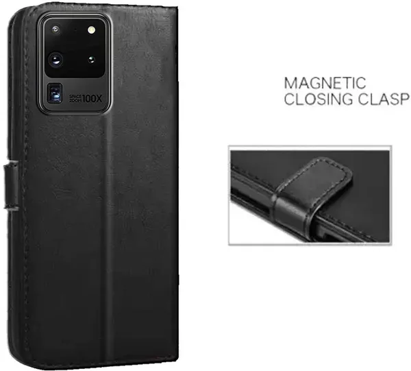 Black_Artificial_Leather_Samsung_Galaxy_S20_Ultra_Flip_Cover