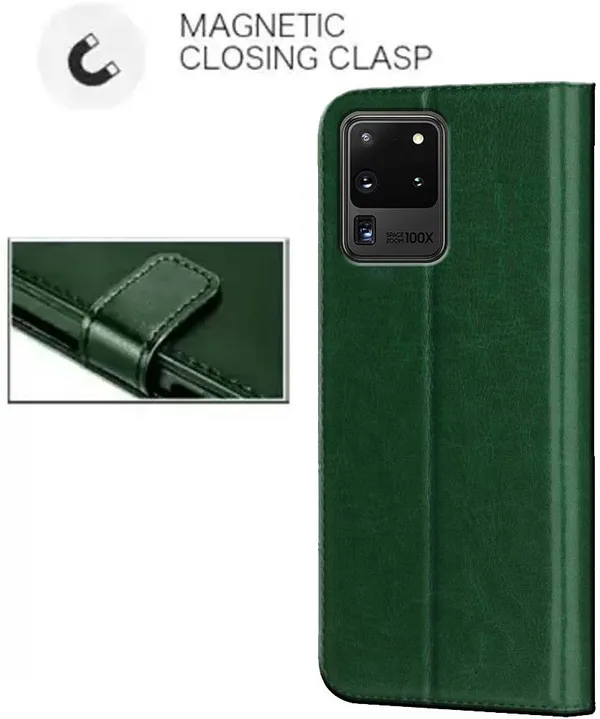 Green_Artificial_Leather_Samsung_Galaxy_S20_Ultra_Flip_Cover