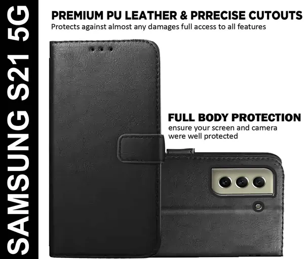 Black_Artificial_Leather_Samsung_S21_5G_Back_Cover