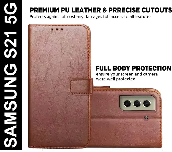 Brown_Artificial_Leather_Samsung_S21_5G_Back_Cover