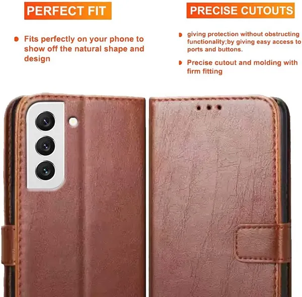 Brown_Artificial_Leather_Samsung_S22_Back_Cover