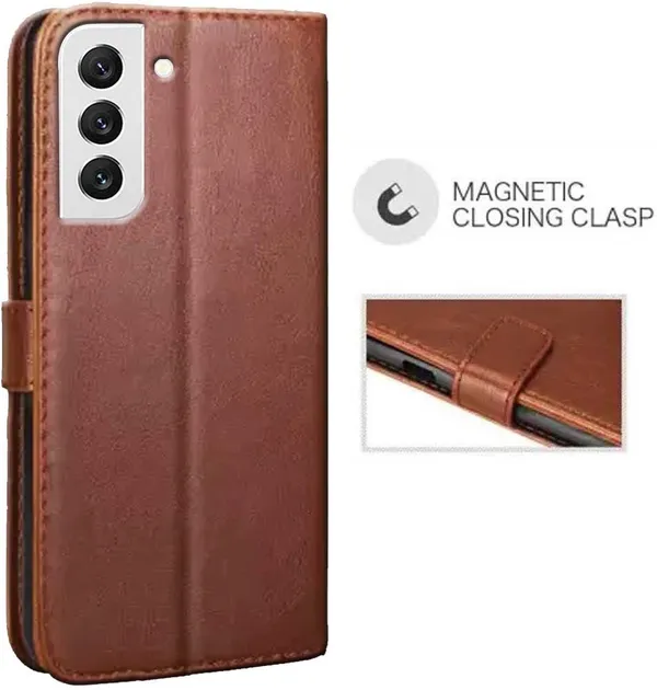 Brown_Artificial_Leather_Samsung_S22_Back_Cover