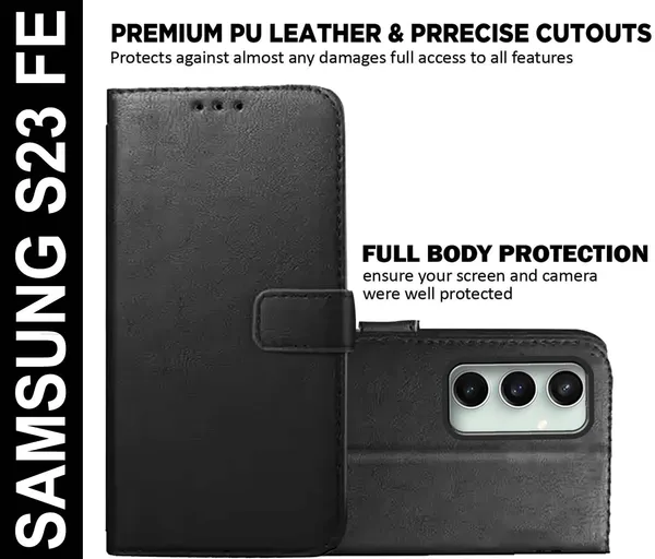 Black_Artificial_Leather_Samsung_S23_FE_Back_Cover
