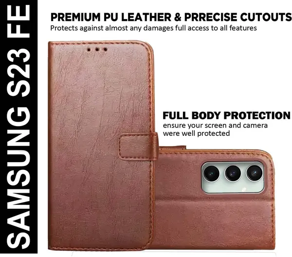 Brown_Artificial_Leather_Samsung_S23_FE_Back_Cover