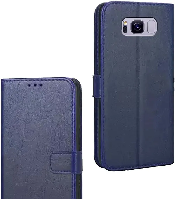 Blue_Artificial_Leather_Samsung_Galaxy_S8_Flip_Cover