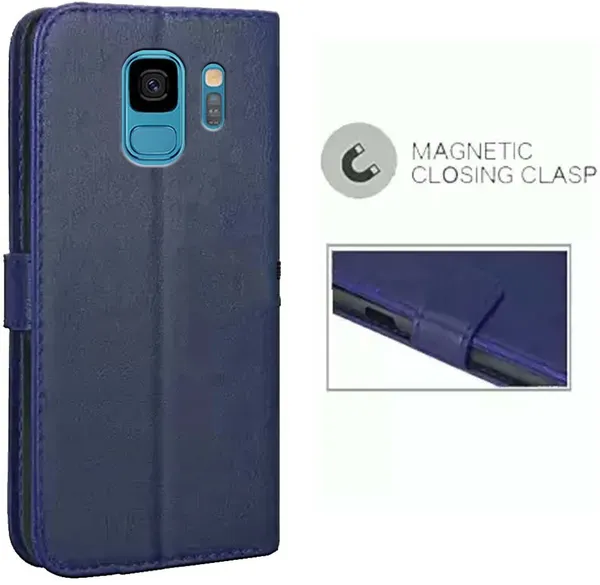 Blue_Artificial_Leather_Samsung_Galaxy_S9_Flip_Cover