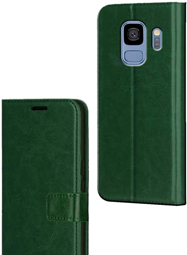 Green_Artificial_Leather_Samsung_Galaxy_S9_Flip_Cover