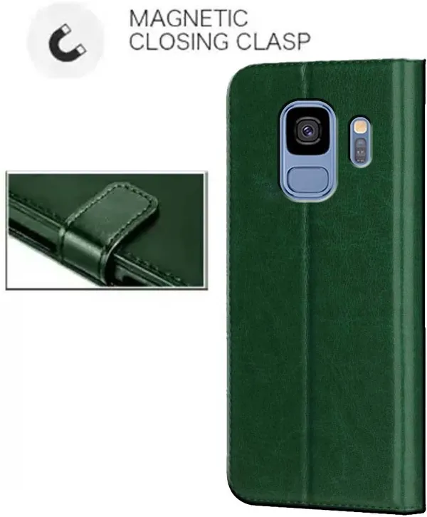 Green_Artificial_Leather_Samsung_Galaxy_S9_Flip_Cover