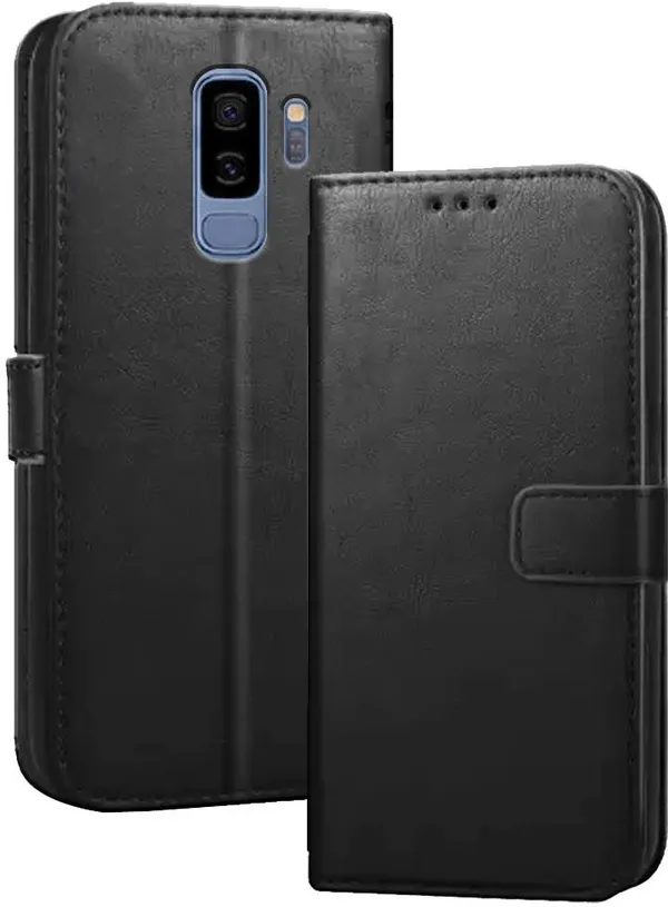 Black_Artificial_Leather_Samsung_Galaxy_S9_Plus_Flip_Cover