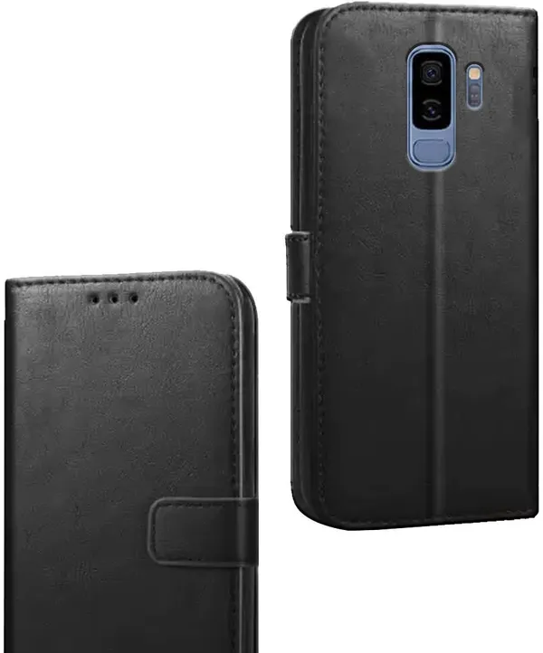 Black_Artificial_Leather_Samsung_Galaxy_S9_Plus_Flip_Cover