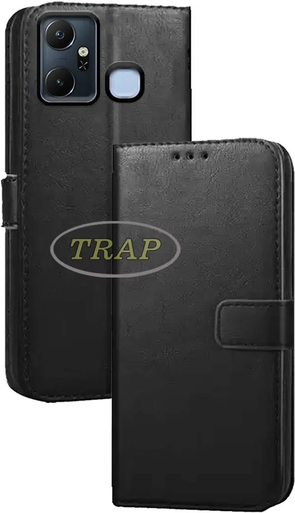 Black_Artificial_Leather_Infinix_Smart_6_Plus_Back_Cover