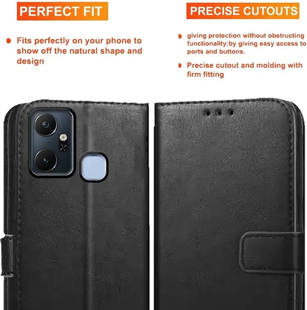 Black_Artificial_Leather_Infinix_Smart_6_Plus_Back_Cover