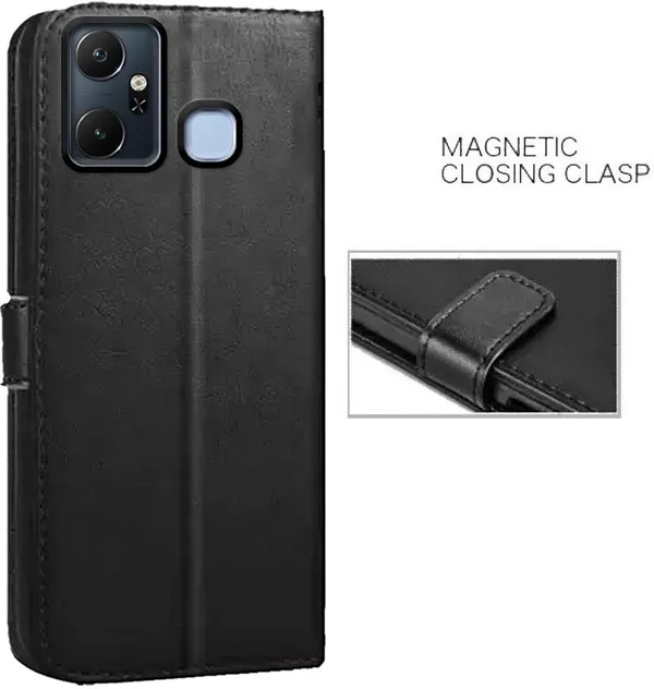 Black_Artificial_Leather_Infinix_Smart_6_Plus_Back_Cover