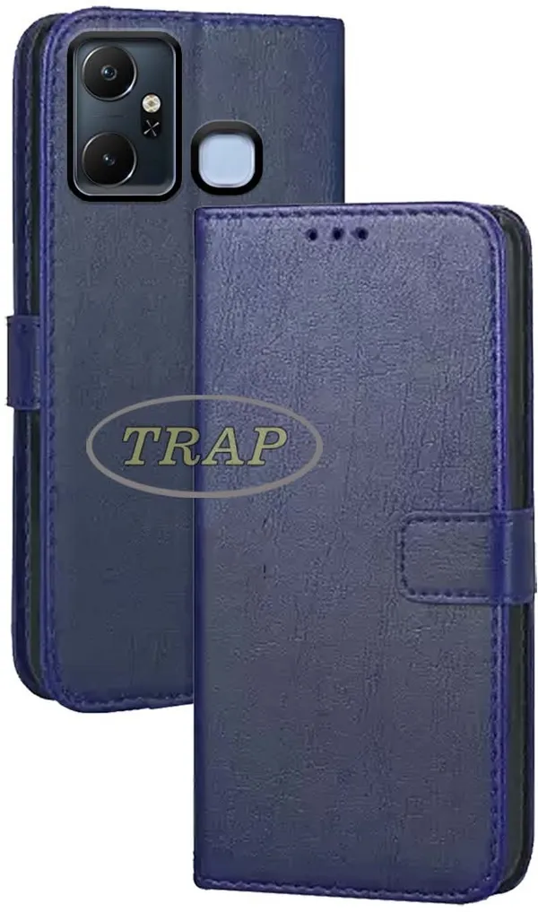 Blue_Artificial_Leather_Infinix_Smart_6_Plus_Back_Cover